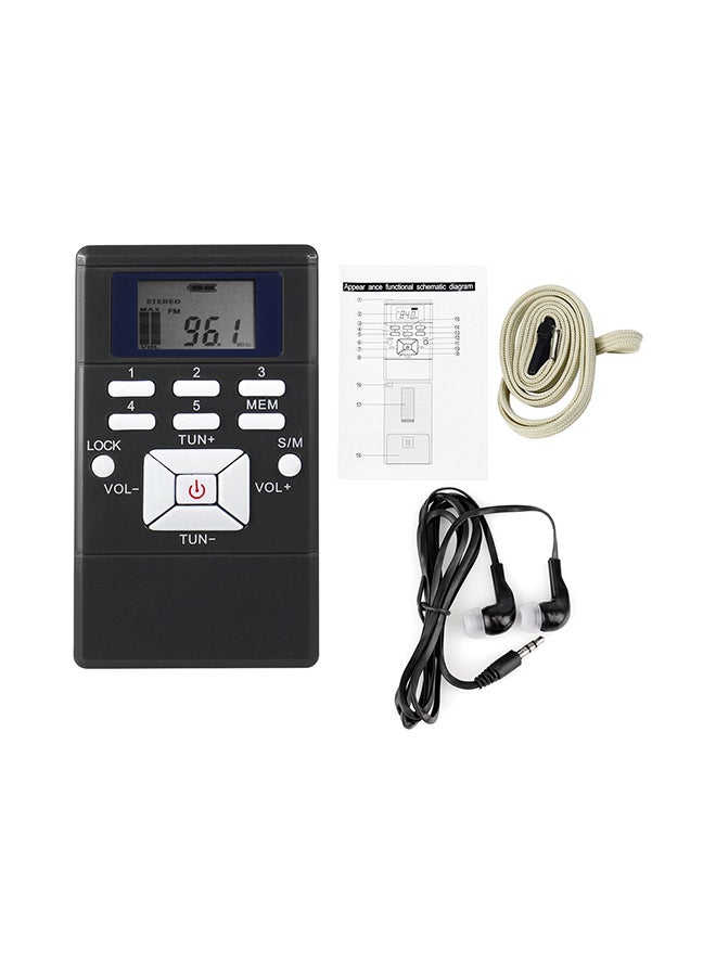 Mini Portable Stereo FM Radio Receiver With Earphone V392 Black/White - Image 5
