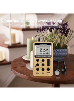 Retekess Portable Pocket Digital Radio Tuning With Earphone V376 Gold/Black  - Image 3