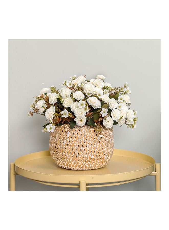 أزهار القرنفل الصناعية للزينة أبيض/أخضر - Image 2