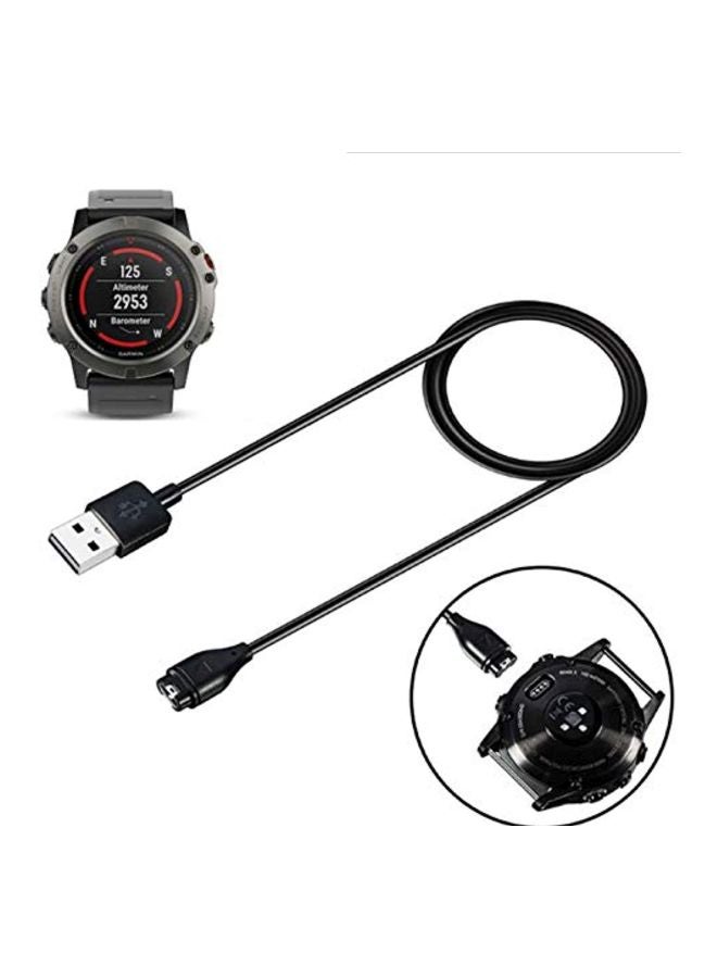 Regentech - 2-In-1 Charger And Data Sync Cable For Garmin Fenix 5X Black - Image 1