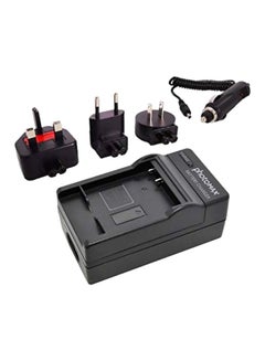 Camera Battery Charger With Travel Plugs For Panasonic DMW-BCF10/DMW-BCF10E/DMW-BCF10PP Black