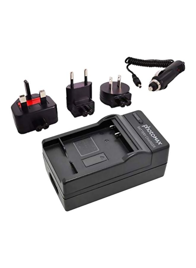 Photomax - Camera Battery Charger With Travel Plugs For Panasonic DMW-BCF10/DMW-BCF10E/DMW-BCF10PP Black - Image 1