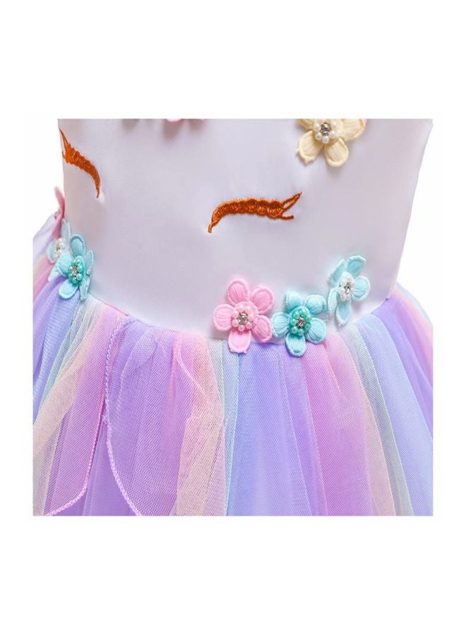 Lace Detailed Maxi Dress Pink/White/Blue  - Image 4