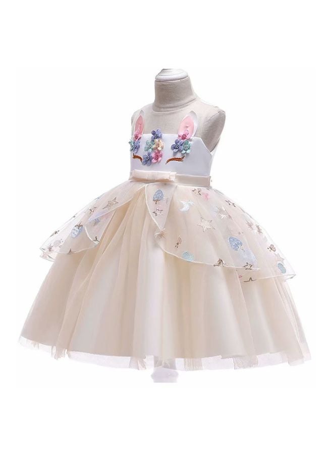 Floral Detailed Dress Beige/White/Pink  - Image 3