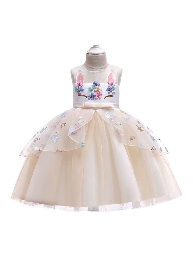 Floral Detailed Dress Beige/White/Pink  - Image 1