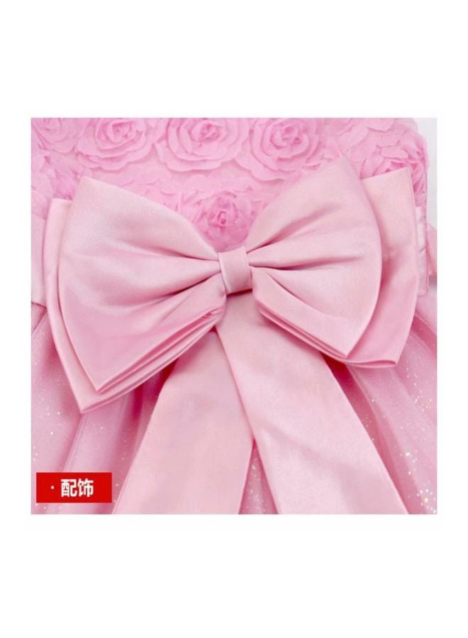 Floral Bow Princess Dress Pink  - Image 4