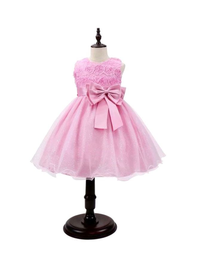 Floral Bow Princess Dress Pink  - Image 1