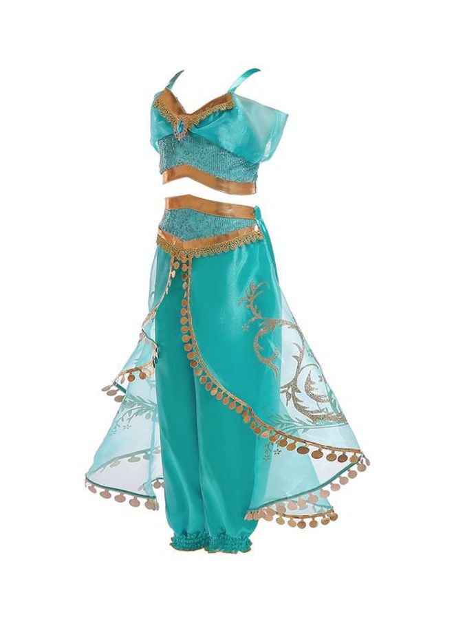 ماركة غير محددة فستان بتصميم أميرة ومناسب للحفلات التنكرية ذهب أخضر  - Image 3