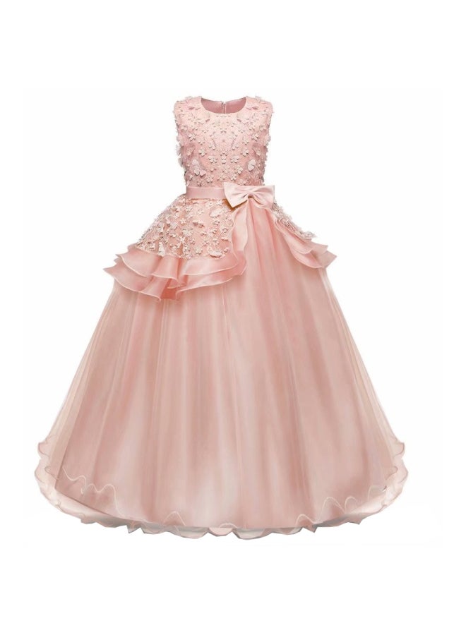 Lace Detailed Princess Dress Pink  - Image 1