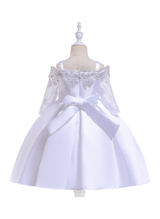 Lace Detailed Embroidered Princess Dress White  - Image 2