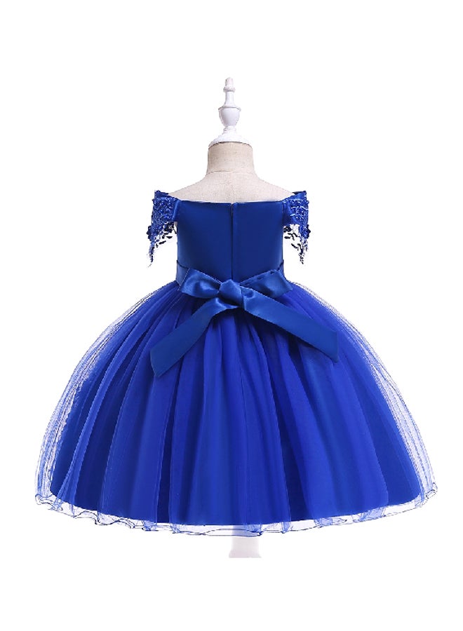 Beaded Flower Detailed Princess Dress Blue  - Image 2