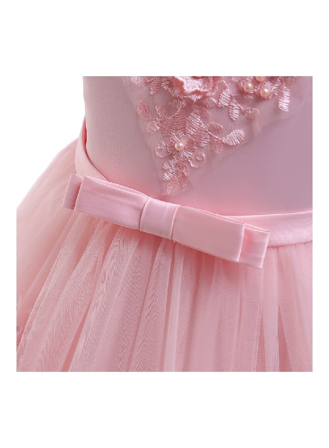 Beaded Flower Detailed Princess Dress Pink  - Image 5