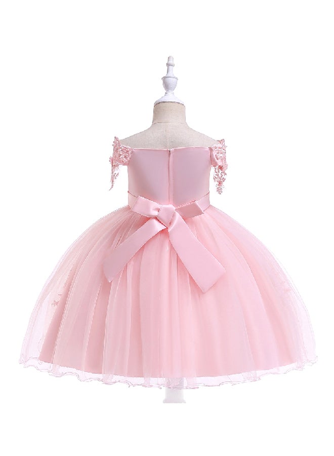 Beaded Flower Detailed Princess Dress Pink  - Image 2