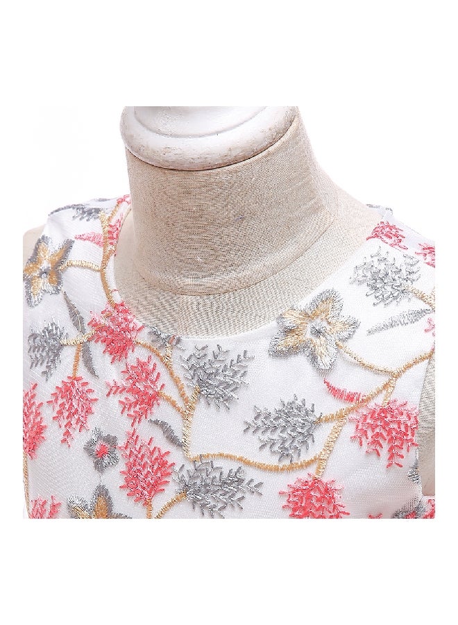 Flower Beaded Princess Dress White/Red/Grey  - Image 4