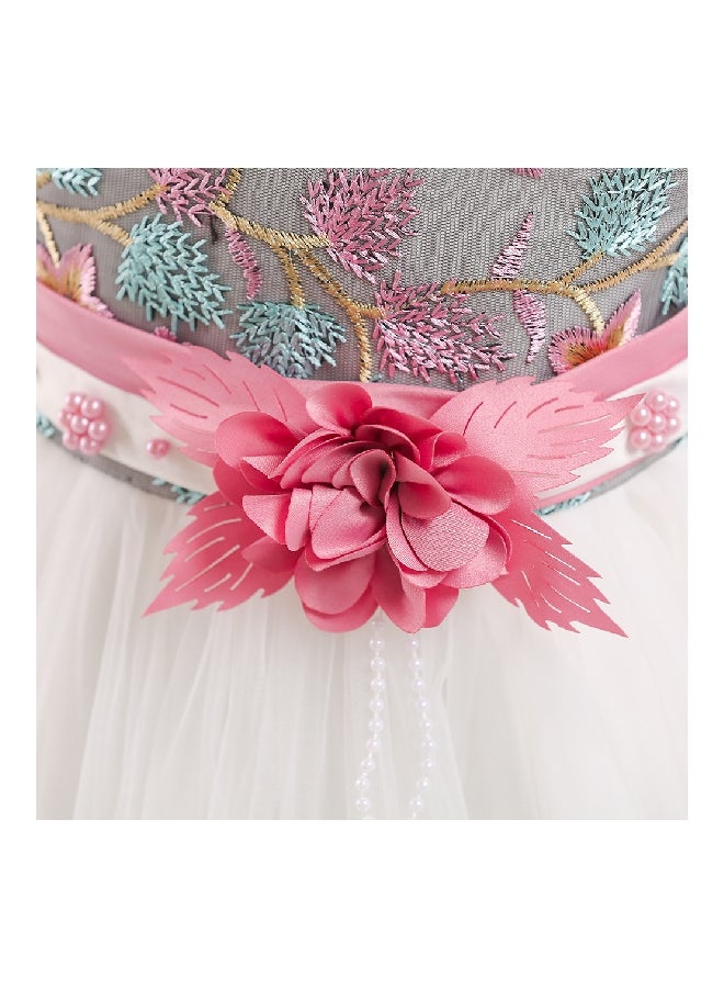 Flower Beaded Princess Dress White/Pink/Green  - Image 5