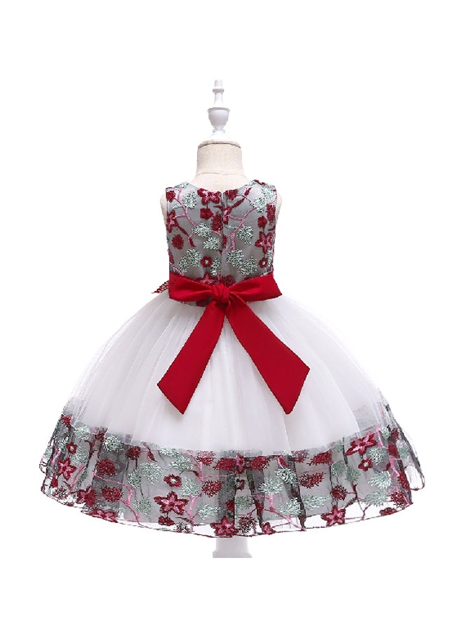 Flower Beaded Dress White/Red/Grey  - Image 2