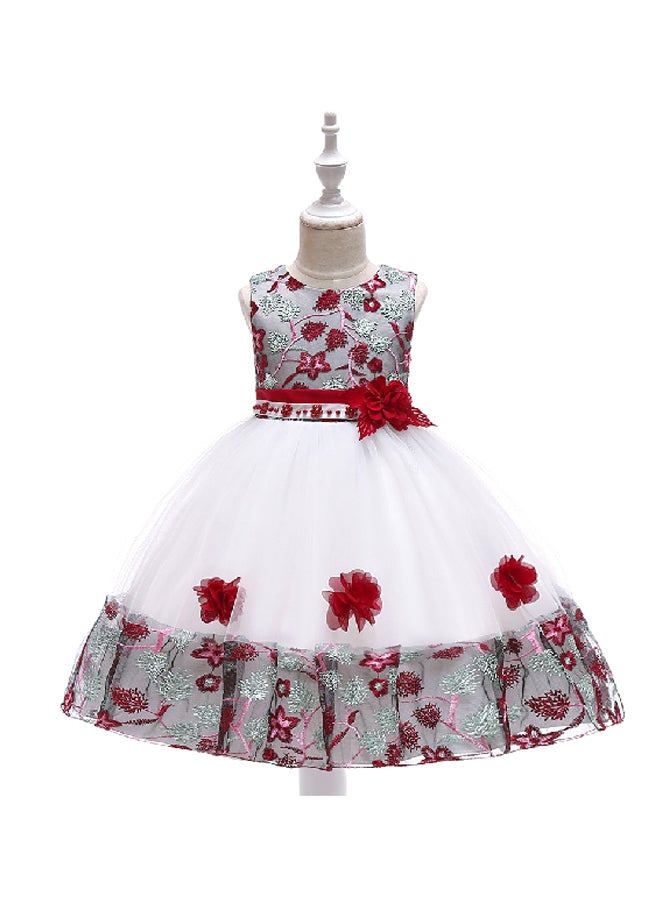 Flower Beaded Dress White/Red/Grey  - Image 1