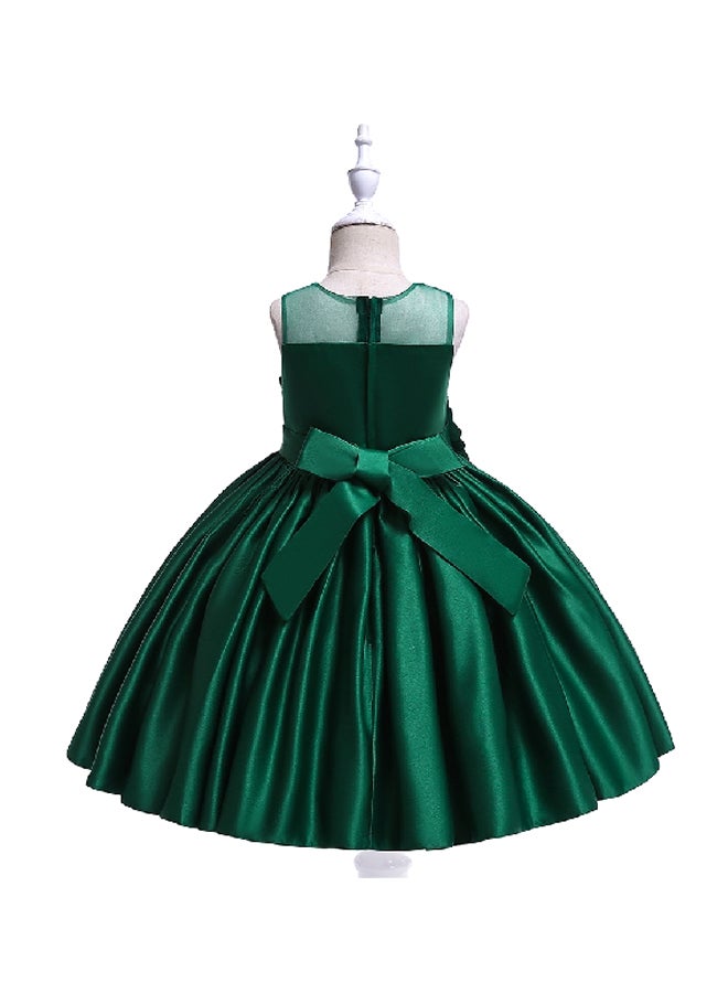 Flower Embellished Princess Dress Green  - Image 2