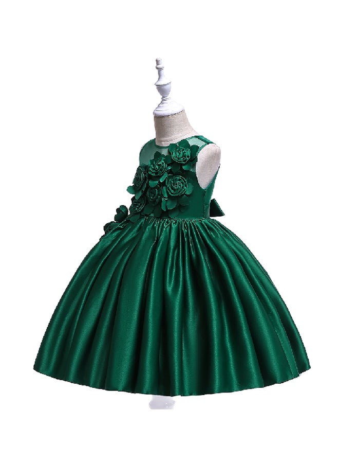 Flower Embellished Princess Dress Green  - Image 3
