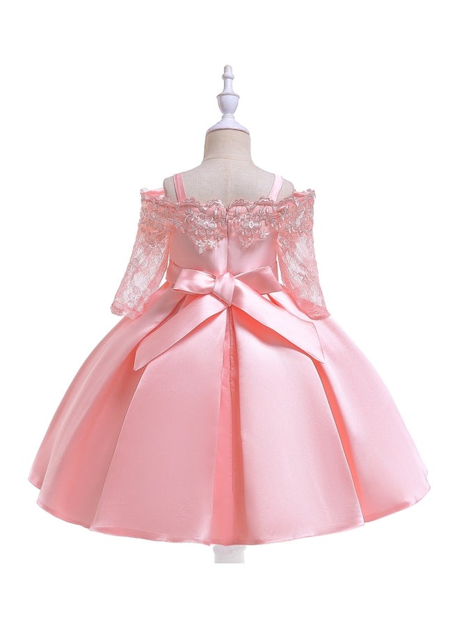 Lace Detailed Embroidered Princess Dress Pink  - Image 2