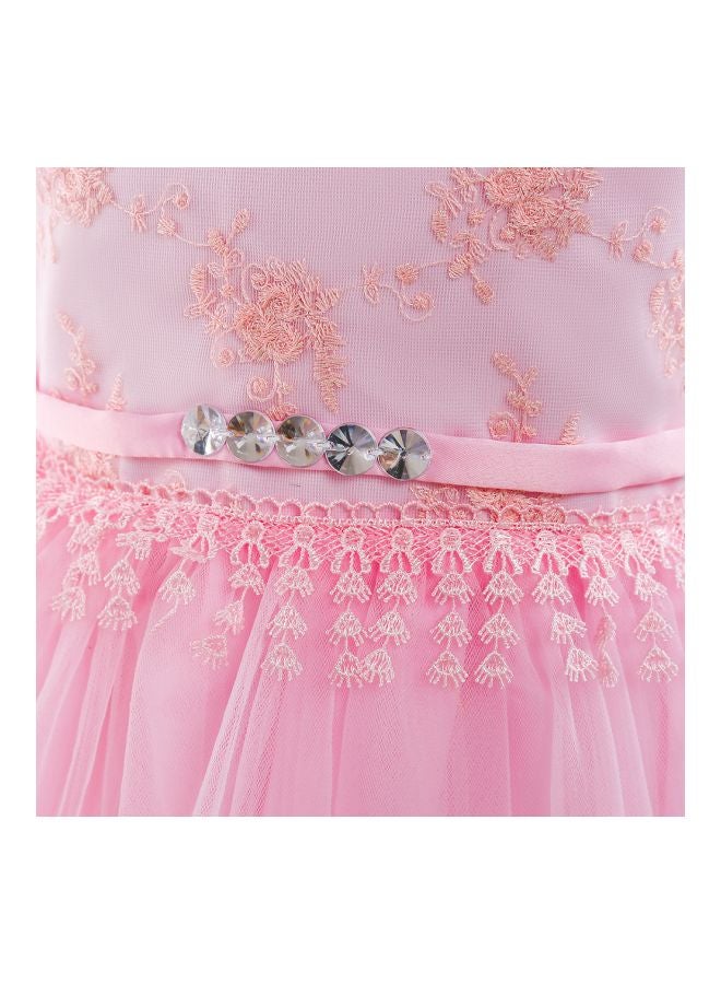 Lace Detailed Maxi Dress Pink/Silver  - Image 5