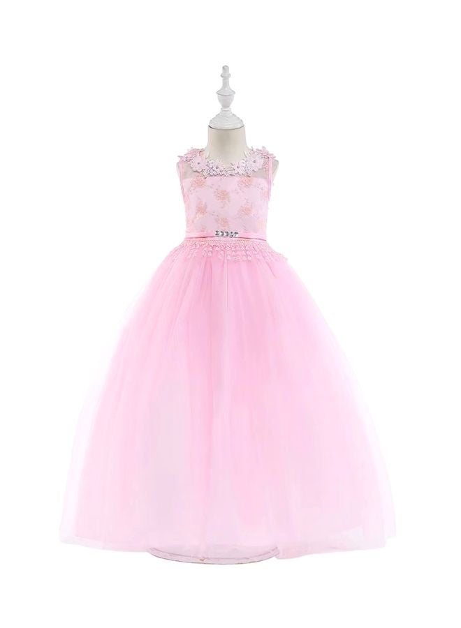 Lace Detailed Maxi Dress Pink/Silver  - Image 1