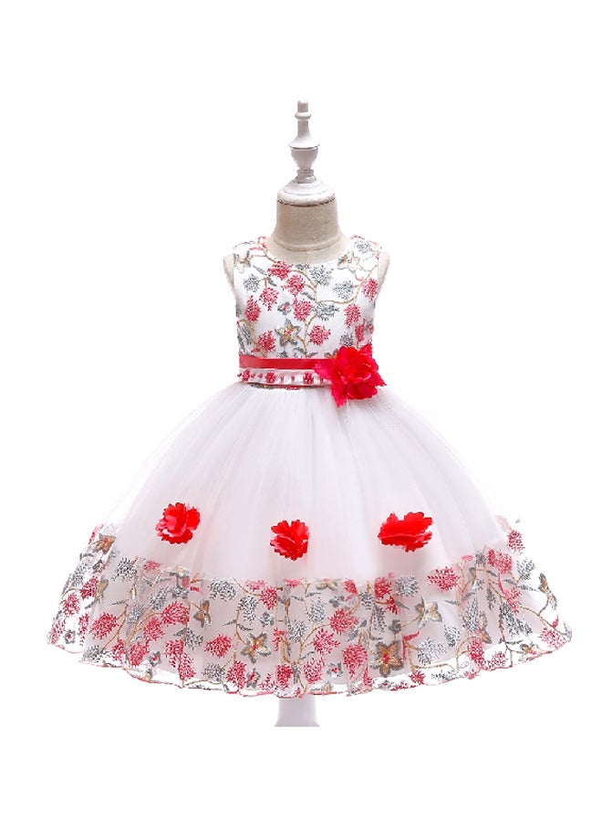 Flower Beaded Princess Dress White/Red/Grey  - Image 1