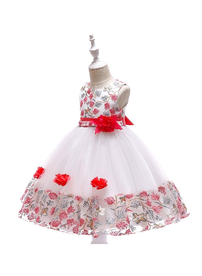 Flower Beaded Princess Dress White/Red/Grey  - Image 2