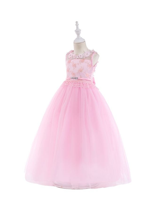 Lace Detailed Maxi Dress Pink/Silver  - Image 3