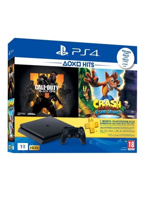PlayStation 4 1TB Console With 2 Games (Call Of Duty Black Ops 4, Crash Bandicoot N. Sane Trilogy) + 1 Months PS Plus Membership