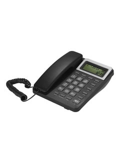 Generic Corded Desktop Fixed Landline Telephone With Adjustable LCD Display Black 