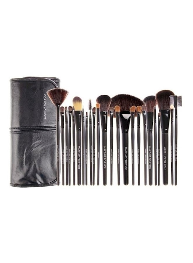 24-Piece Professional Makeup Brush Set Black - Image 1