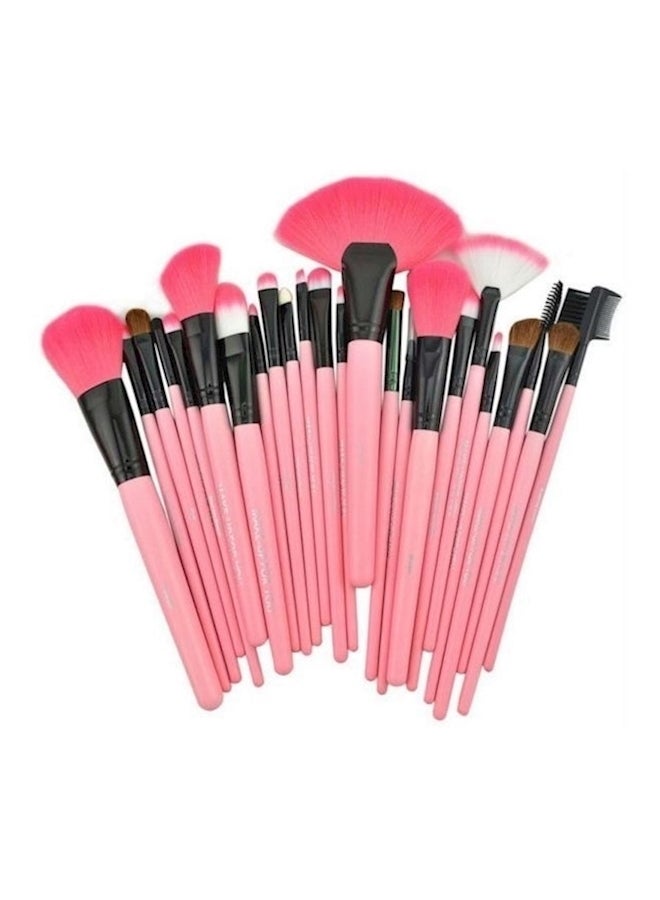 24-Piece Facial Makeup Brush Set With Case Pink