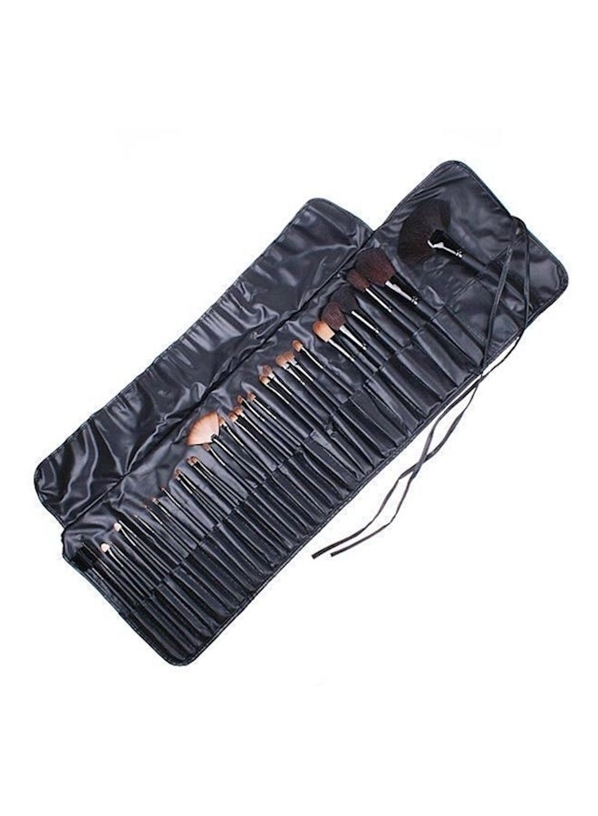 طقم فرش مكياج مع حقيبة مكون من 32 قطعة أسود - Image 3