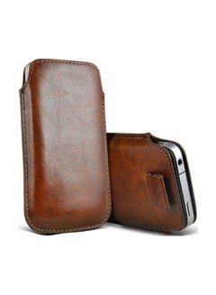 PU Leather Pull Tab Mobile Phone Case Cover Skin Pouch For Apple iPhone 5 5S Brown