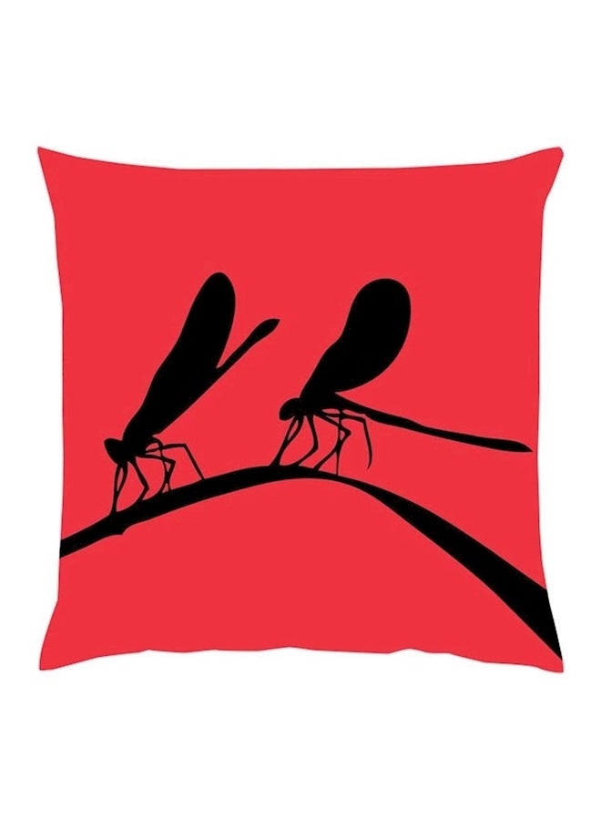 وسادة ديكور مزينة بطبعة يعسوب polyester وردي/أسود 40x40سم - Image 1