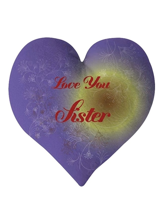 وسادة ديكور على شكل قلب بطبعة عبارة "Love You Sister" بوليستر أرجواني / أصفر 40x40سم - Image 1