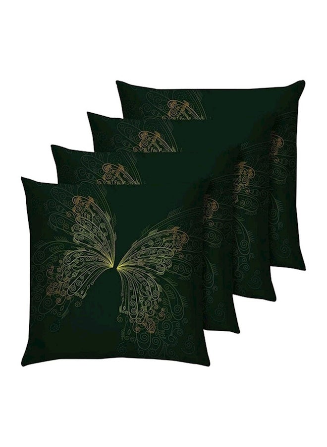 طقم وسائد ديكور بطبعة فراشة مكون من 4 قطع polyester أسود/أخضر/أصفر 40x40سم - Image 1