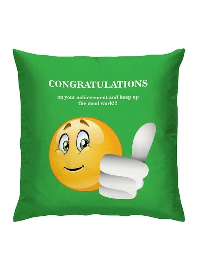 وسادة بتصميم مزين بعبارة "Congratulations" polyester أخضر/ أصفر/ أبيض 40x40سم - Image 1