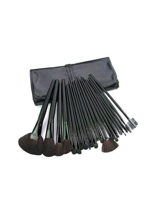 Generic 24-Piece Makeup Eyebrow Shadow Brush Set With Pouch Black 