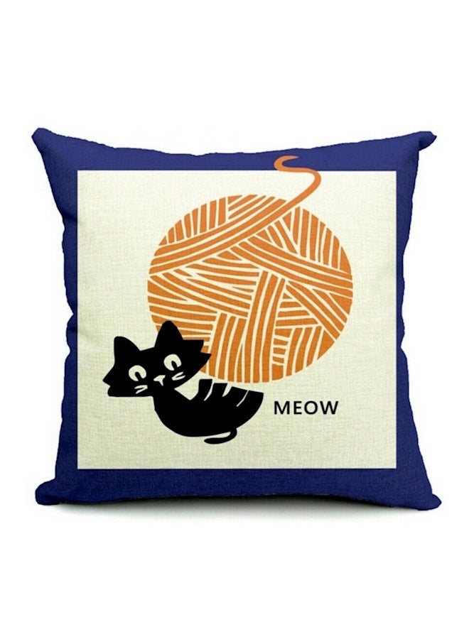 Granny Cat Printed Cushion Cover polyester Beige/Blue/Orange 45x45cm 