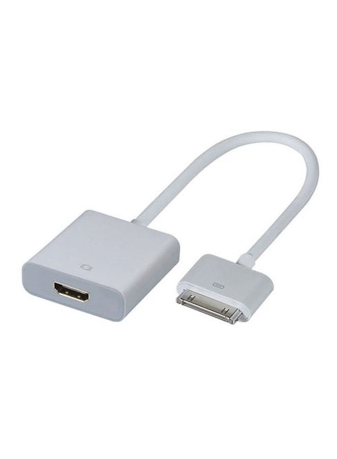 كابل تحويل قاعدة التوصيل إلى HDMI لجهاز أبل آي باد/ آيفون أبيض - Image 1