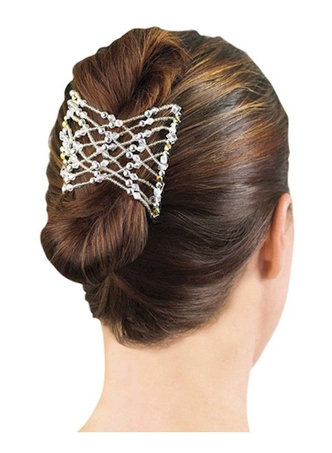 اي زد أمشاط قابلة للتمديد ومزينة بالخرز أبيض