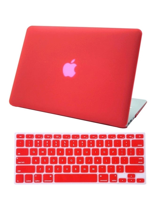 Generic - Marble Pattern Hard Rubber Coated With Keyboard Skin For Macbook Air 13 Inch A1369/A1466 Red - Image 1