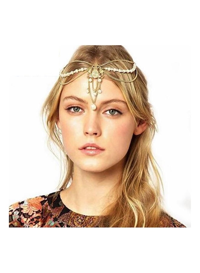 ربطة رأس على شكل سلسلة ذهبي/ أبيض - Image 1