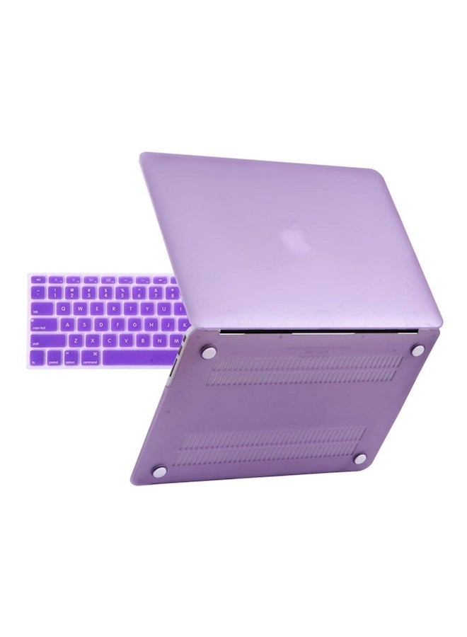 Hard Rubber Coated Plastic Cover With Keyboard Skin For Macbook Air 13 Inch Purple  - Image 2