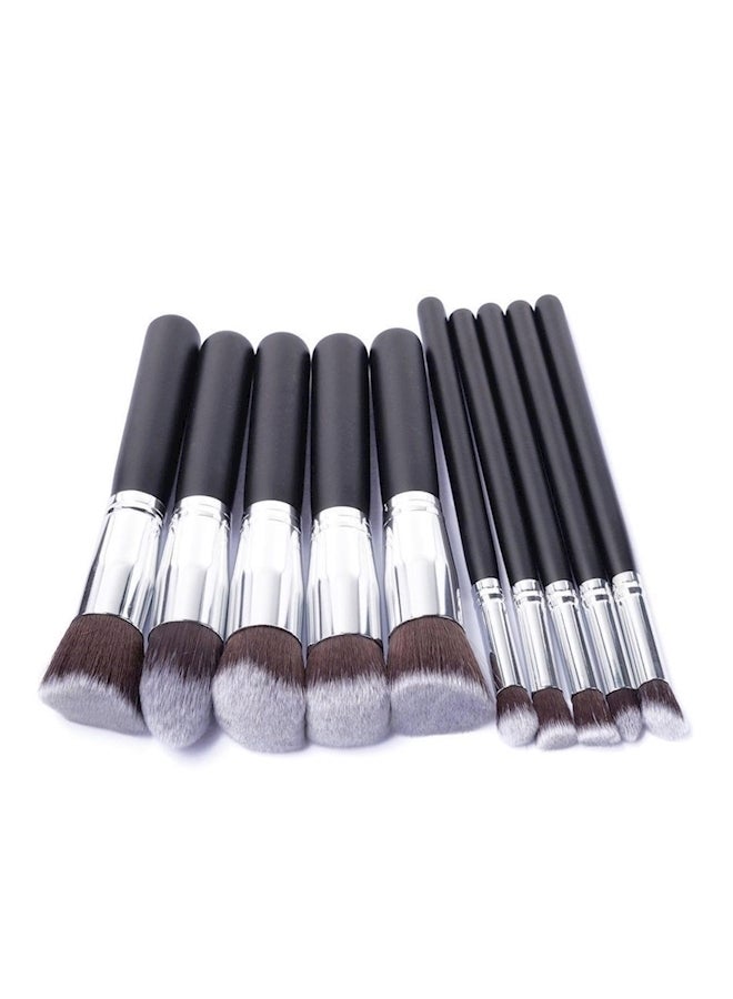 طقم فراشي مستحضرات تجميل مكون من 10 قطع أسود