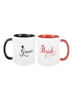 2-Piece Couple Mugs White/Red/Black