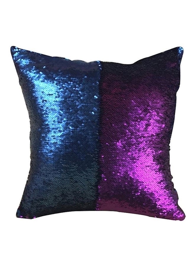 Sequined Throw Cushion Polyester Blue/Purple - Image 1