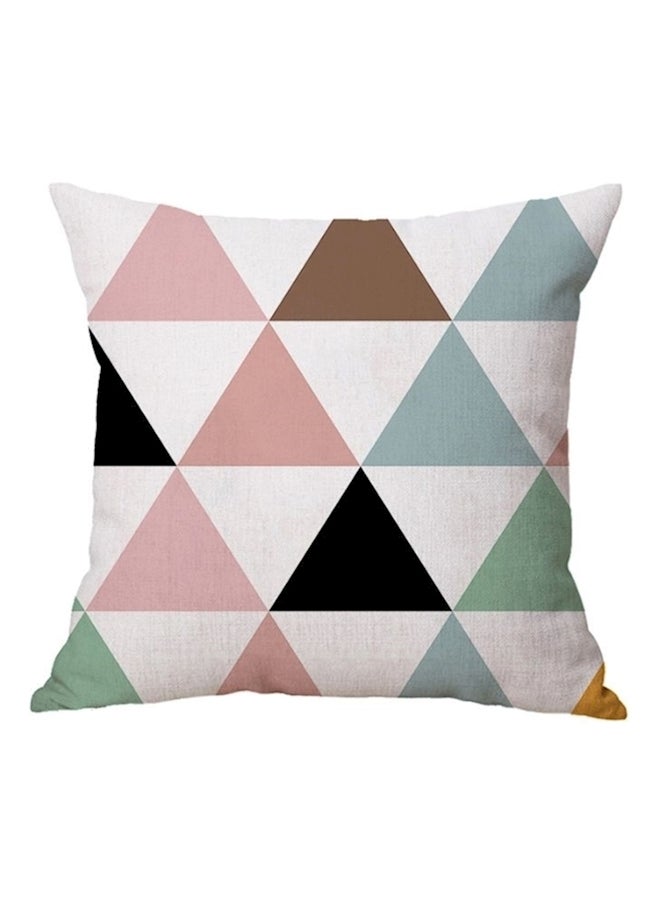 Geometric Printed Cushion linen Beige/Black/Pink 
